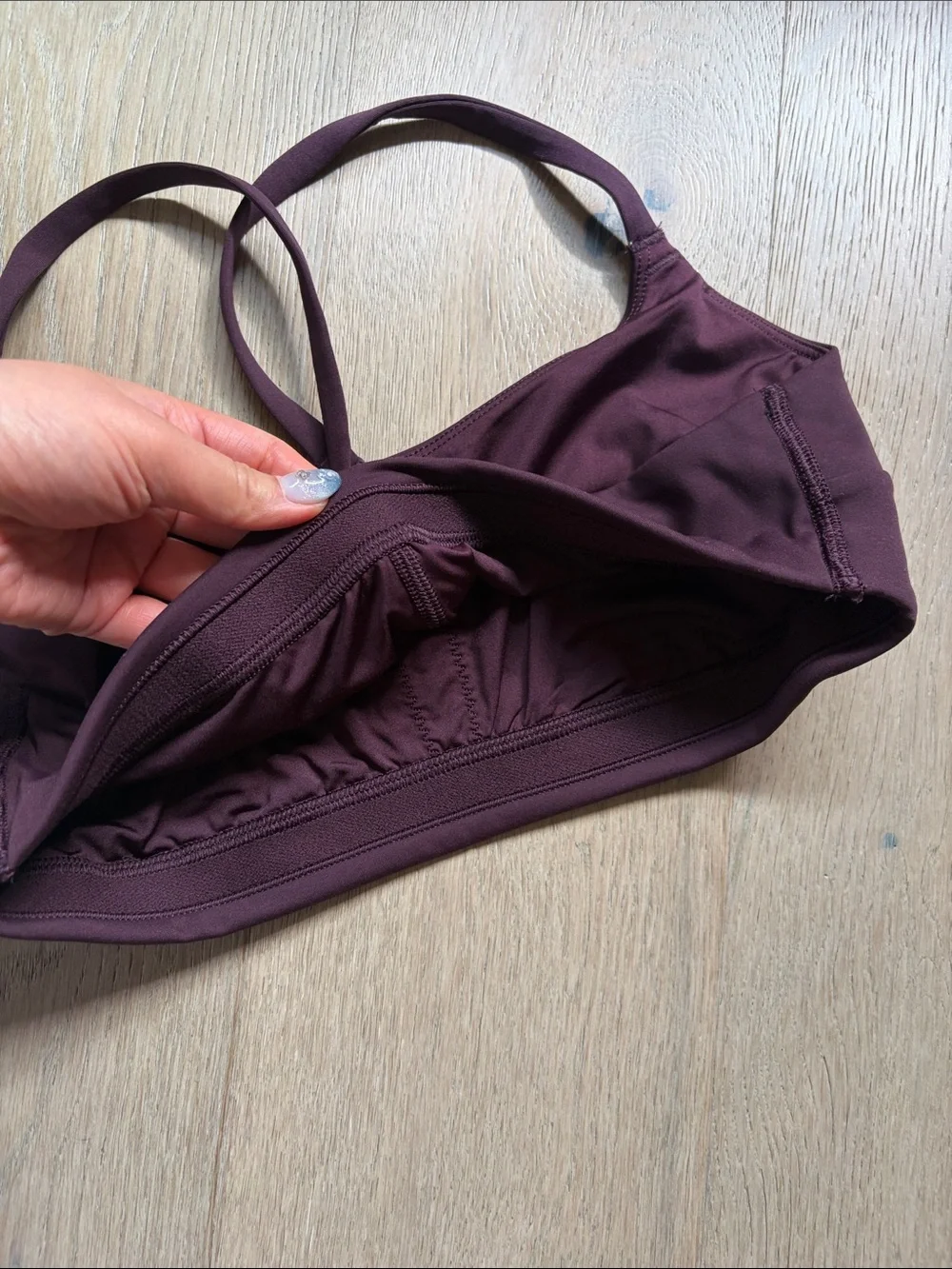 EUC wunder train strappy racer bra c/d cups black plum size 6 lululemon